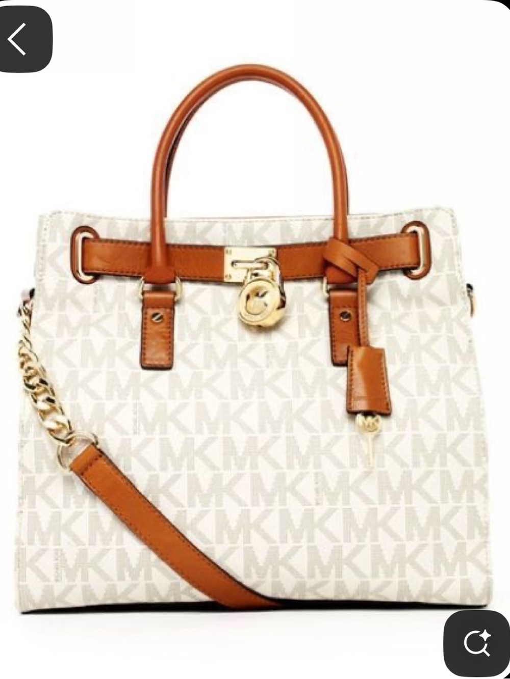 Michael Kors Hamilton Heritage Chic Structured Tough Luxe Monogram Satchel Purse